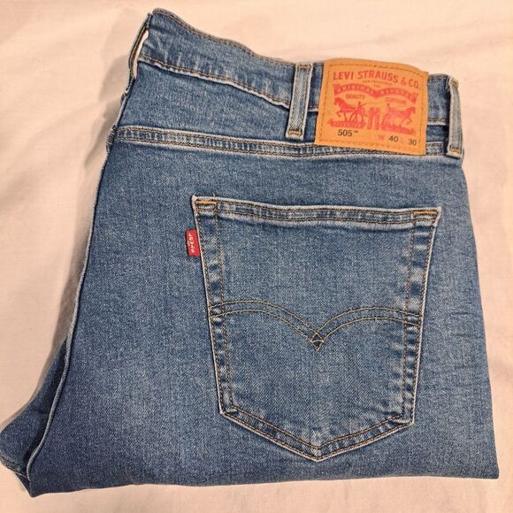 Levi's Strauss 505 Denim Classic Straight Leg Light/Medium Wash Jeans size 40x30 - Picture 5 of 13